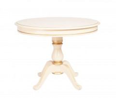 Стол "Фабрицио-1" раздвижной (D 820 / Цвет дерева: Тон 10 Слоновая кость RAL 1015 + патина золото)