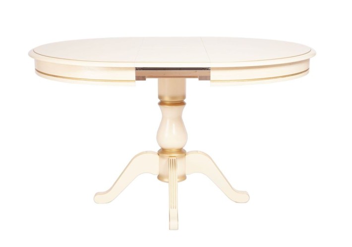 Стол "Фабрицио-1" раздвижной (D 820 / Цвет дерева: Тон 10 Слоновая кость RAL 1015 + патина золото)