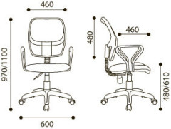 Компьютерное кресло Марс  спинка сетка синяя/ сиденье В-14 черный