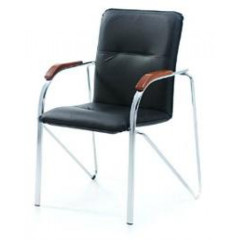 Стул Самба Хром "Н" (орех темный) кож/зам (черный)