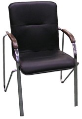 Стул Самба Хром "Н" (орех темный) кож/зам (черный)