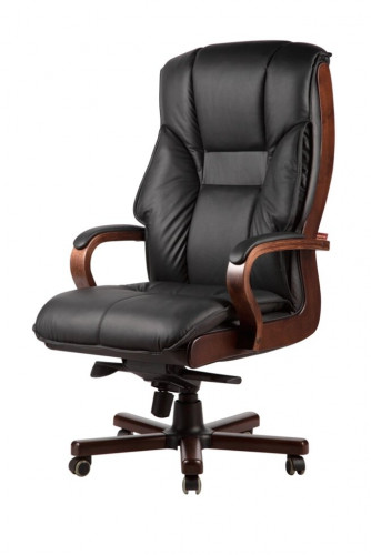 Кресло руководителя Честер нат кожа черная/дерево ИМ