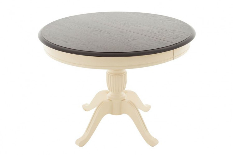 Стол "Леонардо-1 Комби" раздвижной (D 1000 / Тон 7 Темный орех/Тон 10 Слоновая кость R1015)