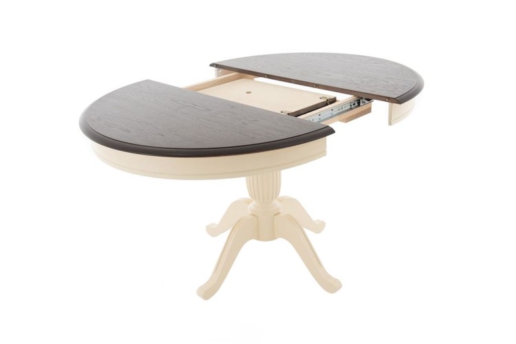 Стол "Леонардо-1 Комби" раздвижной (D 1000 / Тон 7 Темный орех/Тон 10 Слоновая кость R1015)