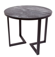 Стол круглый "Лофт Зиг-Заг" (ЛДСП 32 мм /Гранит темный 1571/ кромка чёрная)