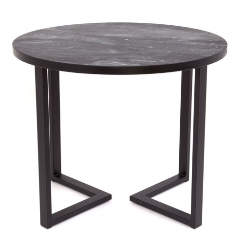 Стол круглый "Лофт Зиг-Заг" (ЛДСП 32 мм /Гранит темный 1571/ кромка чёрная)