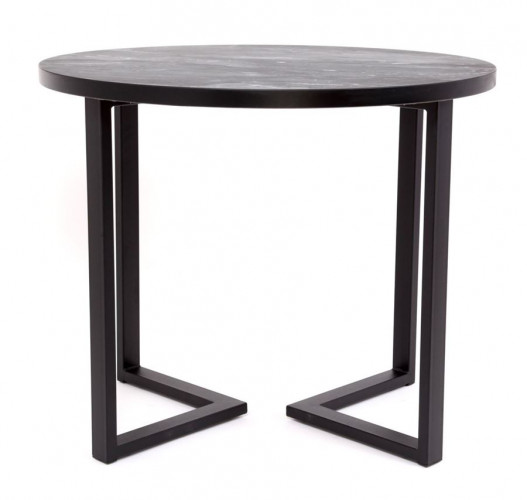 Стол круглый "Лофт Зиг-Заг" (ЛДСП 32 мм /Гранит темный 1571/ кромка чёрная)
