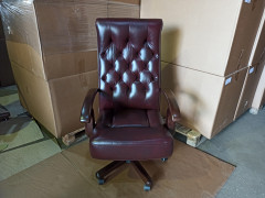 Кресло руководителя Alberto steel нат кожа вишня МБ дерево ИМ