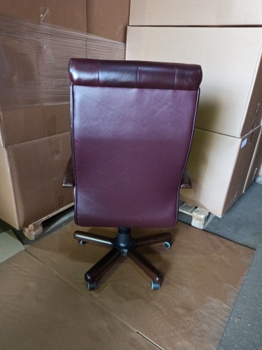 Кресло руководителя Alberto steel нат кожа вишня МБ дерево ИМ