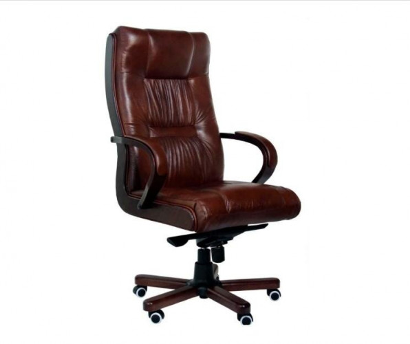 Кресло руководителя Магистр нат кожа коричневый/дерево (кантри) МБ ИМ