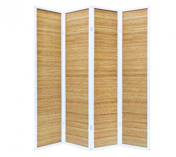Ширма 1010-4 (каркас-белый/бамбук-коньяк)