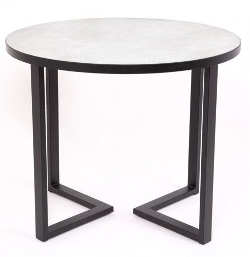 Стол круглый "Лофт Зиг-Заг" (ЛДСП 32 мм /Мрамор сетте 1468/ кромка чёрная)