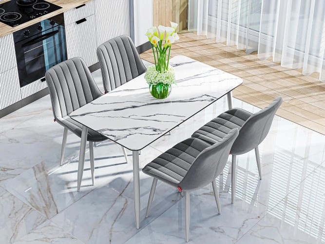 Стол для кафе Uni-Form-S2.2B (1300х700) SGrey/White Gloss Marble