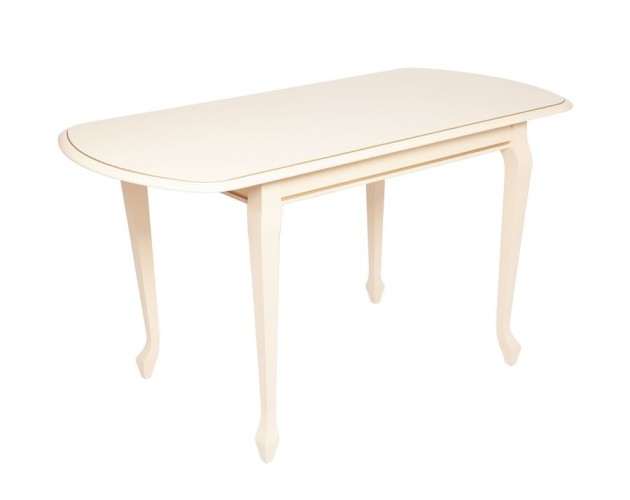 Стол "Прага 110" раздвижной (1100х700 / Цвет дерева: Тон 10 Слоновая кость RAL 1015 + патина золото)