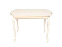 Стол "Прага 110" раздвижной (1100х700 / Цвет дерева: Тон 10 Слоновая кость RAL 1015 + патина золото)