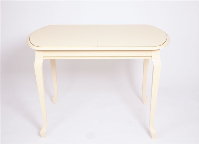 Стол "Прага 110" раздвижной (1100х700 / Цвет дерева: Тон 10 Слоновая кость RAL 1015 + патина золото)