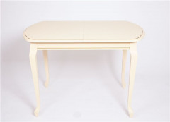 Стол "Прага 110" раздвижной (1100х700 / Цвет дерева: Тон 10 Слоновая кость RAL 1015 + патина золото)