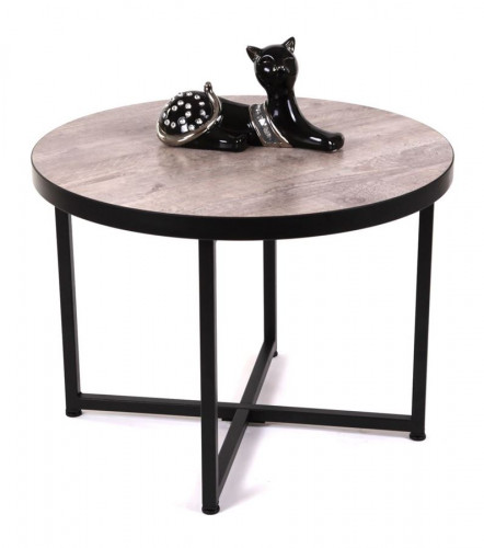 Стол журнальный круглый "Лофт 60" (ЛДСП 32 мм /Боб пайн/ кромка чёрная)