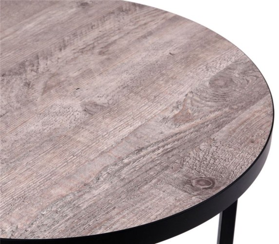 Стол журнальный круглый "Лофт 60" (ЛДСП 32 мм /Боб пайн/ кромка чёрная)