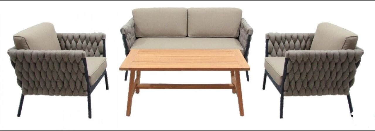 Плетеный комплект мебели с диваном из роупа MARRAKESH GREY (АНТРАЦИТ) KWA