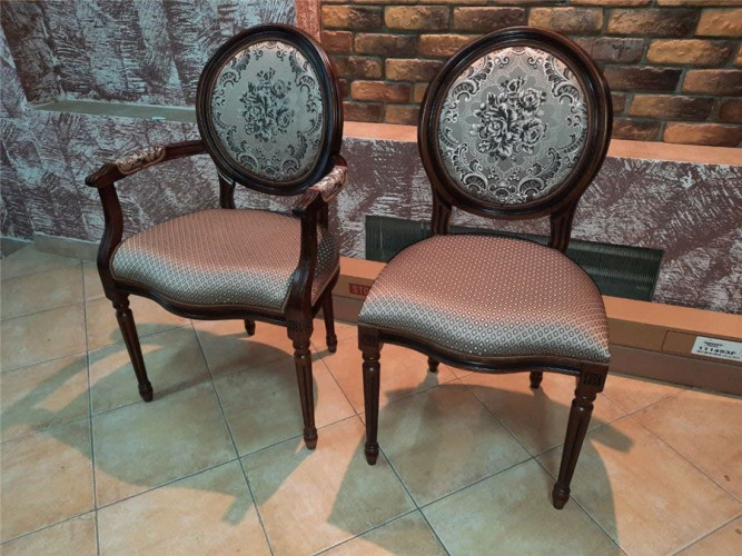 Стул "Милорд-15" (Темный орех+патина / ткань Luiza Mocco)