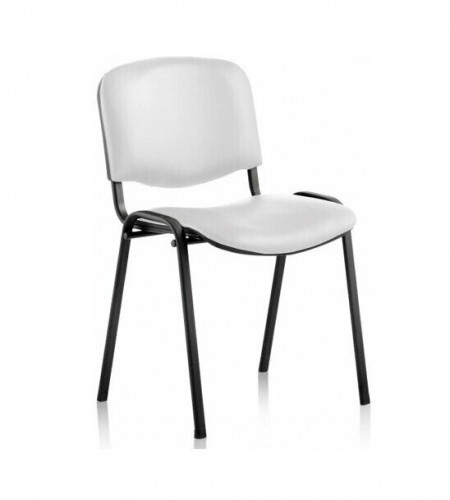 Стул для посетителей ИЗО черный каркас кожзам V1 белый