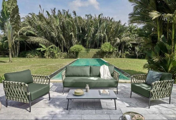 Плетеный комплект мебели с диваном из роупа MARRAKESH OLIVE GREEN KWA