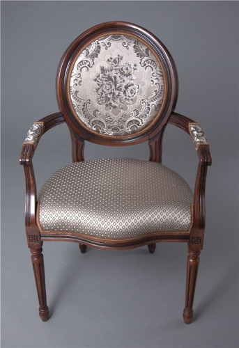 Кресло "Милорд-15" (Темный орех+патина /ткань Luiza Mocco)