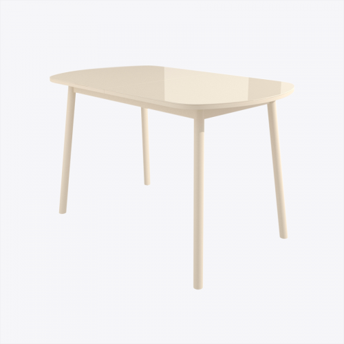 РАУНД стол раздвижной со стеклом 120(152)х70, Кремовый/Кремовый