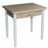 Стол обеденный ЛС-831 с ящиком (ЛДСП/Дуб беленый/ кромка+царги дуб беленый/ ноги Белые)