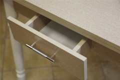 Стол обеденный ЛС-831 с ящиком (ЛДСП/Дуб беленый/ кромка+царги дуб беленый/ ноги Белые)