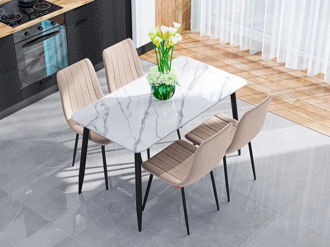 Стол для кафе Uni-Form-S2.2B (1300х700) SBlack/White Gloss Marble