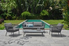 Плетеный комплект мебели с диваном из роупа ANTIBES ANTHRACITE KWA