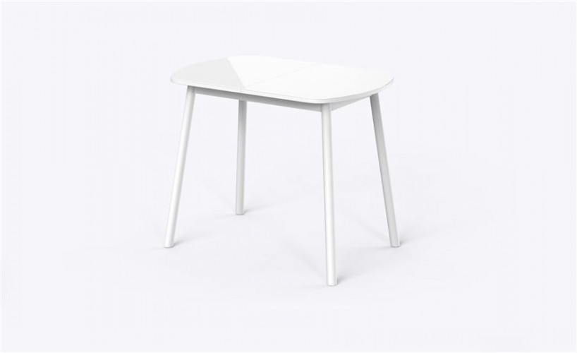 РАУНД Стол раздвижной со стеклом 94(124)х64, Белый/Белый