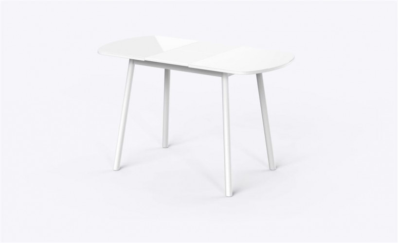 РАУНД Стол раздвижной со стеклом 94(124)х64, Белый/Белый