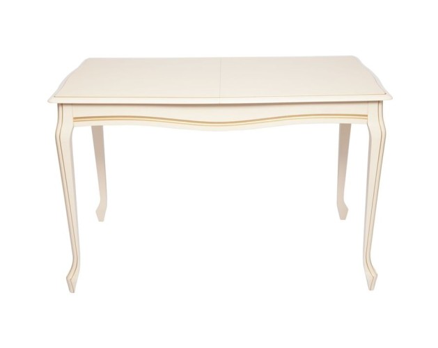 Стол "Кабриоль 120" раздвижной (1200х800 / Цвет дерева:Тон 10 Слоновая кость RAL 1015 + патина золото)