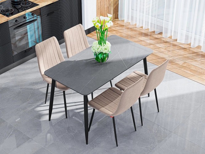 Стол для кафе Uni-Form-S2.2B (1300х700) SBlack/Grey Matt Cliff