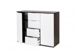 Комод Лайн-4 (Венге/Белый глянец)