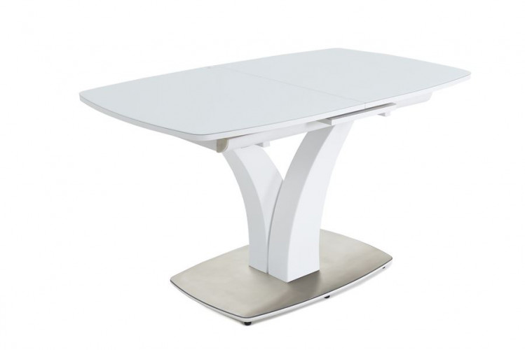 Стол "Нотр Дам ПМ" (OPTIWHITE/ 1400(1715)*850/ Цвет стекла:Белый / Цвет ЛДСП:Белый)
