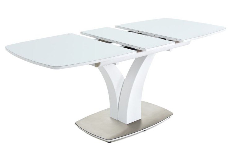 Стол "Нотр Дам ПМ" (OPTIWHITE/ 1400(1715)*850/ Цвет стекла:Белый / Цвет ЛДСП:Белый)