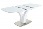 Стол "Нотр Дам ПМ" (OPTIWHITE/ 1400(1715)*850/ Цвет стекла:Белый / Цвет ЛДСП:Белый)