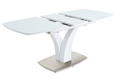 Стол "Нотр Дам ПМ" (OPTIWHITE/ 1400(1715)*850/ Цвет стекла:Белый / Цвет ЛДСП:Белый)