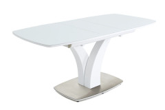 Стол "Нотр Дам ПМ" (OPTIWHITE/ 1400(1715)*850/ Цвет стекла:Белый / Цвет ЛДСП:Белый)