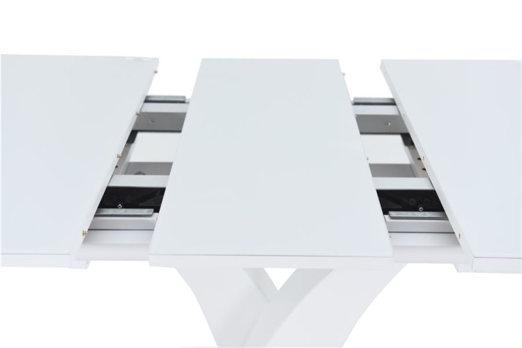 Стол "Нотр Дам ПМ" (OPTIWHITE/ 1400(1715)*850/ Цвет стекла:Белый / Цвет ЛДСП:Белый)