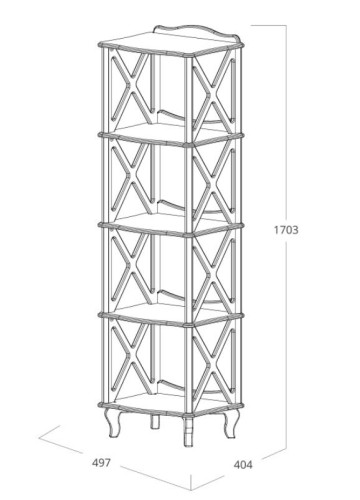 Этажерка-стеллаж "Джульетта"-4 (дуб шампань) Вис