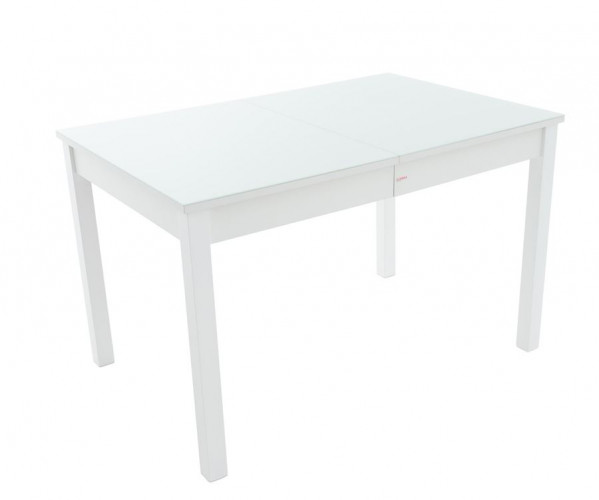 Стол "Токио-2" раздвижной стекло Белый/ЛДСП Белый/Каркас белый Муар/ноги №3 Тон 9 Белый)
