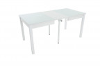 Стол "Токио-2" раздвижной стекло Белый/ЛДСП Белый/Каркас белый Муар/ноги №3 Тон 9 Белый)