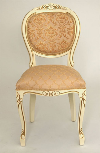 Стул "Орион-2"  п/м  (Слоновая кость, матовый / Андрис 160/беж) патина золото