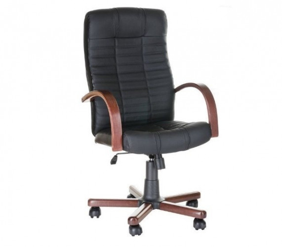 Кресло руководителя Атлант нат кожа черный/дерево ТГ ИМ
