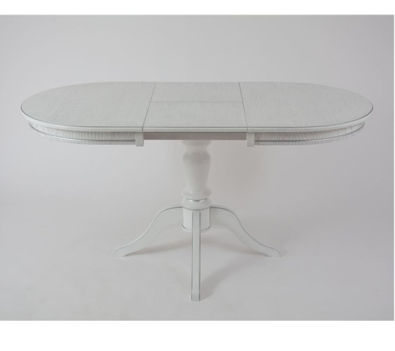 Стол обеденный овальный "Капелла" (Белый / патина серебро/шпон дуб) Тип 2 RB